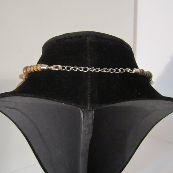 Long Earthy Boho Wood Bead Necklace ECLECTIC! - Picture 4 of 4